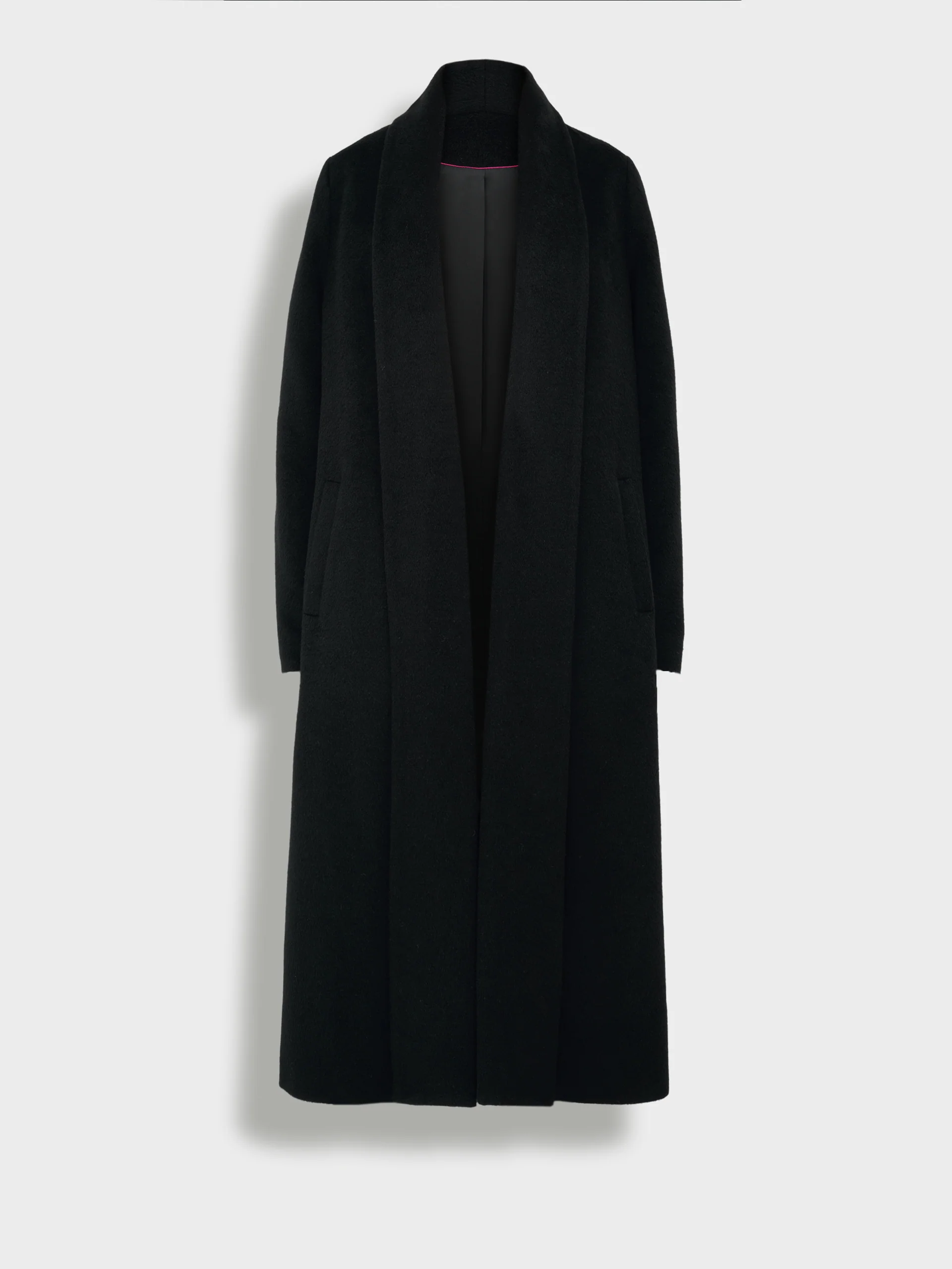 Long Swing Coat Baby Alpaca Color Black - Image 2