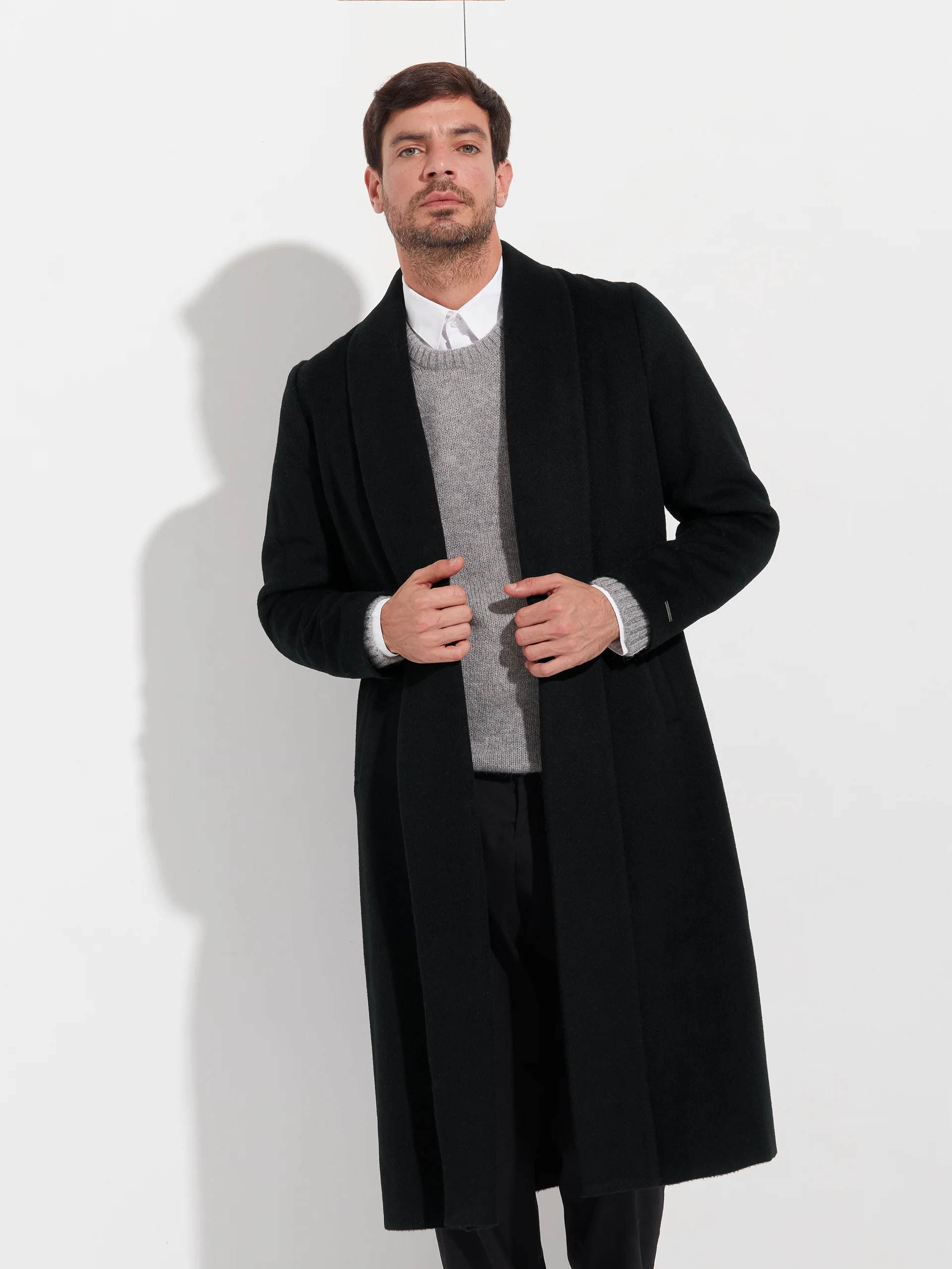 Long Swing Coat Baby Alpaca Color Black - Image 3