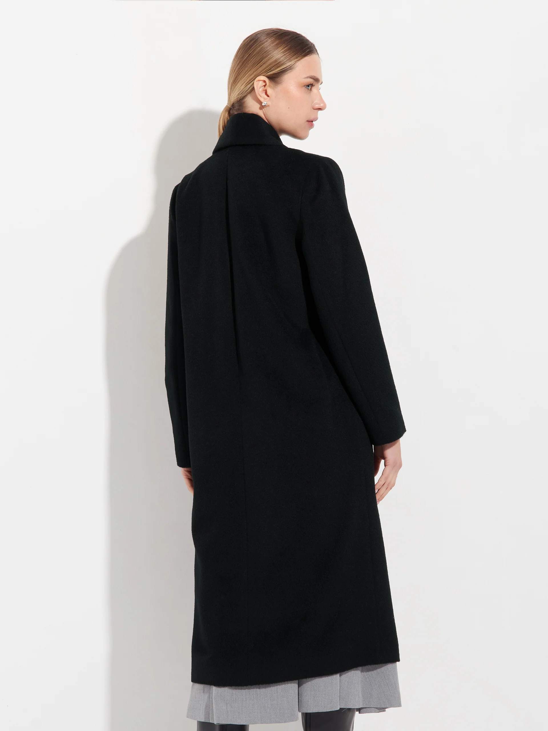 Long Swing Coat Baby Alpaca Color Black - Image 6