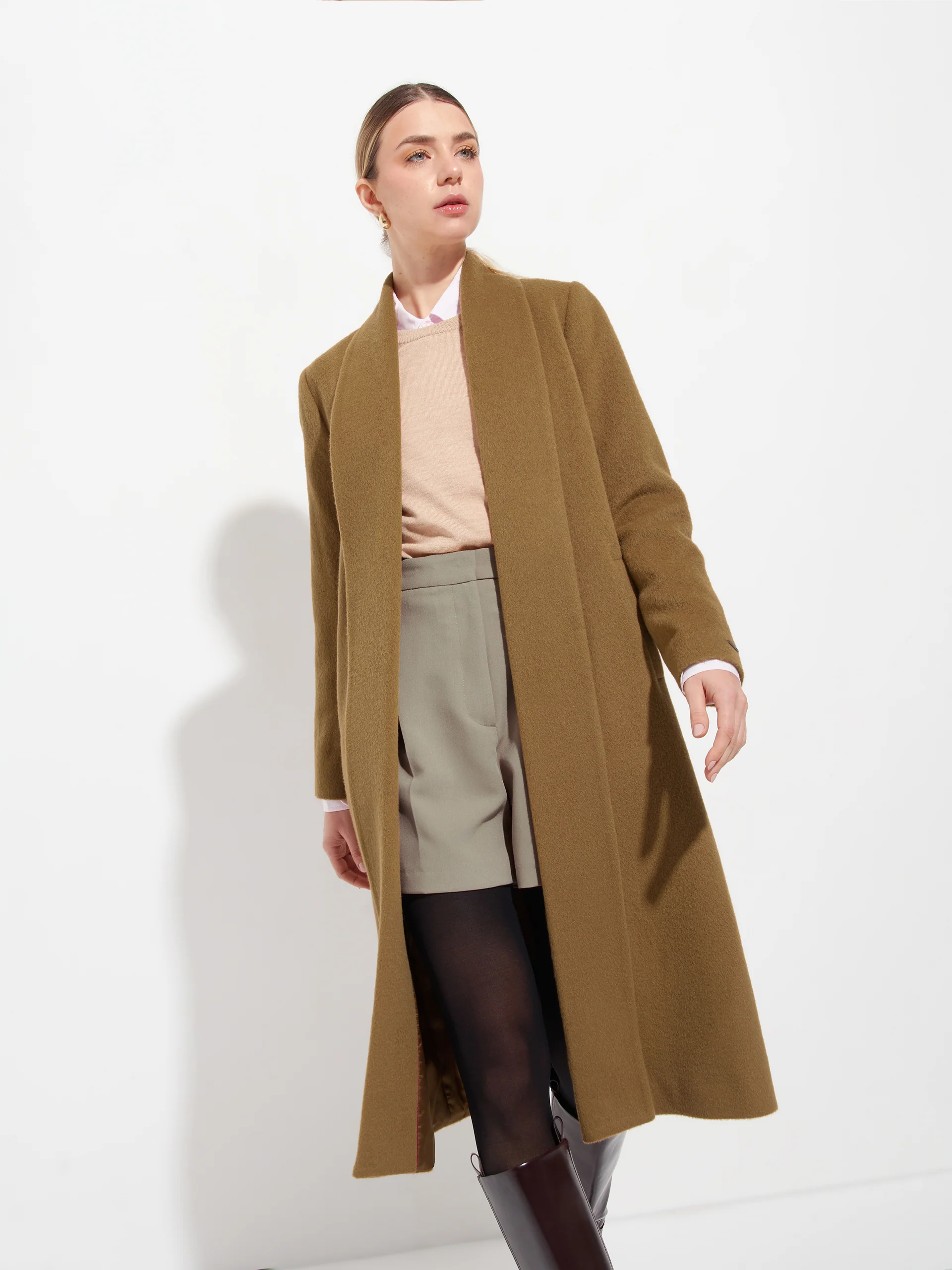 Long Swing Coat Baby Alpaca Color Paco - Image 2