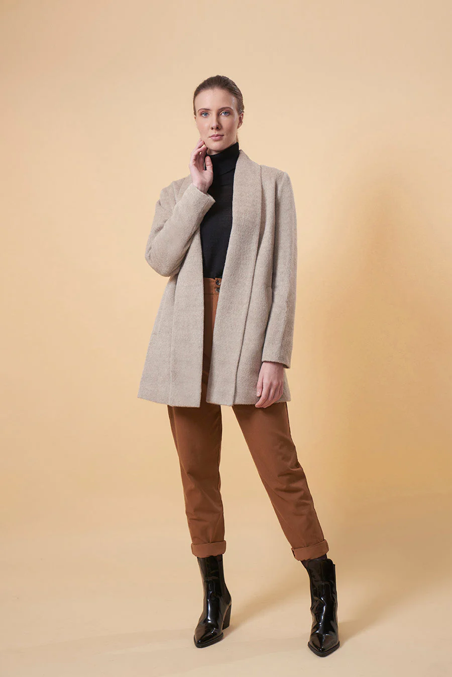 Short Swing Coat Baby Alpaca Color Arena - Image 3
