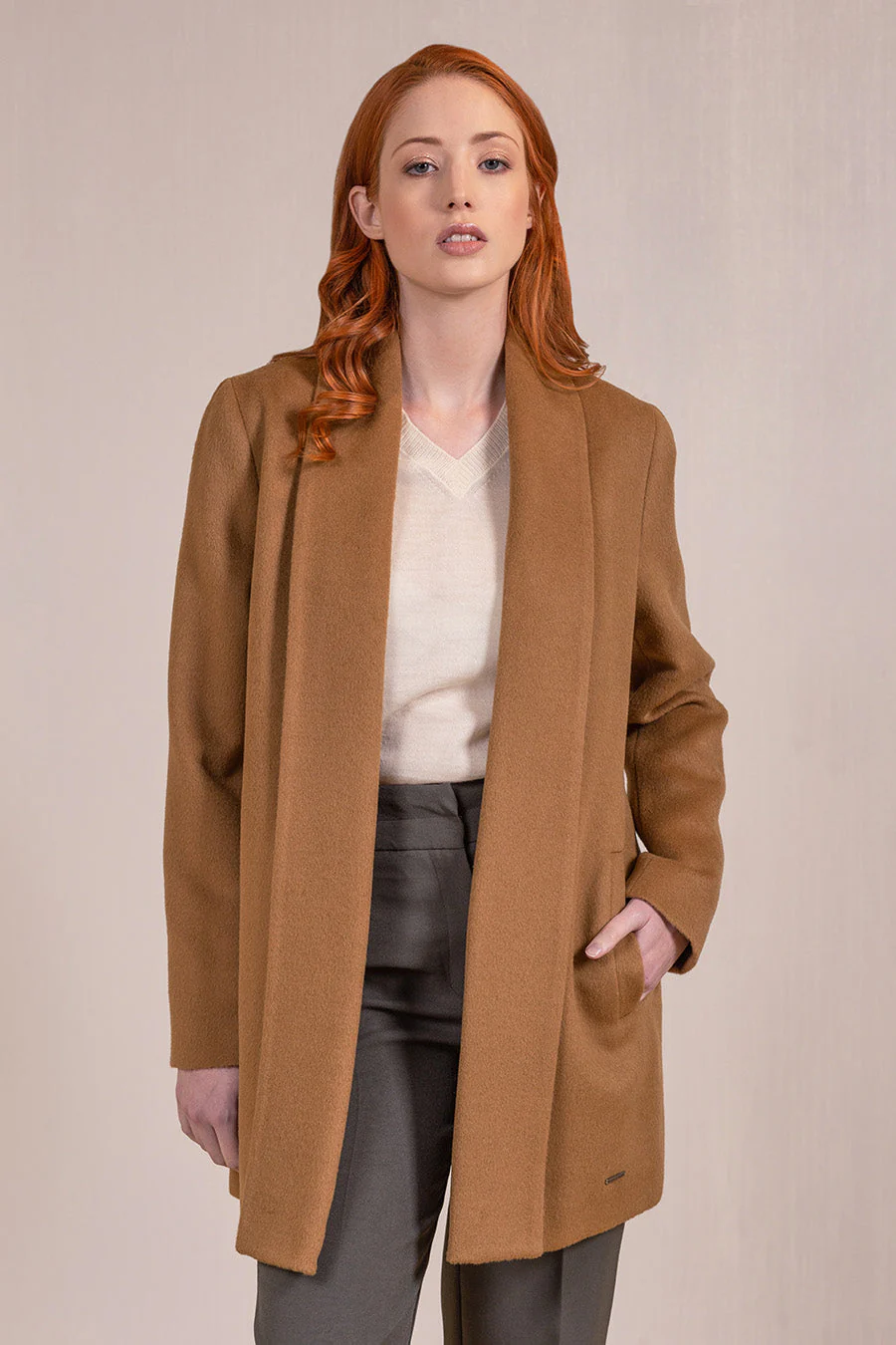 Short Swing Coat Baby Alpaca Color Paco