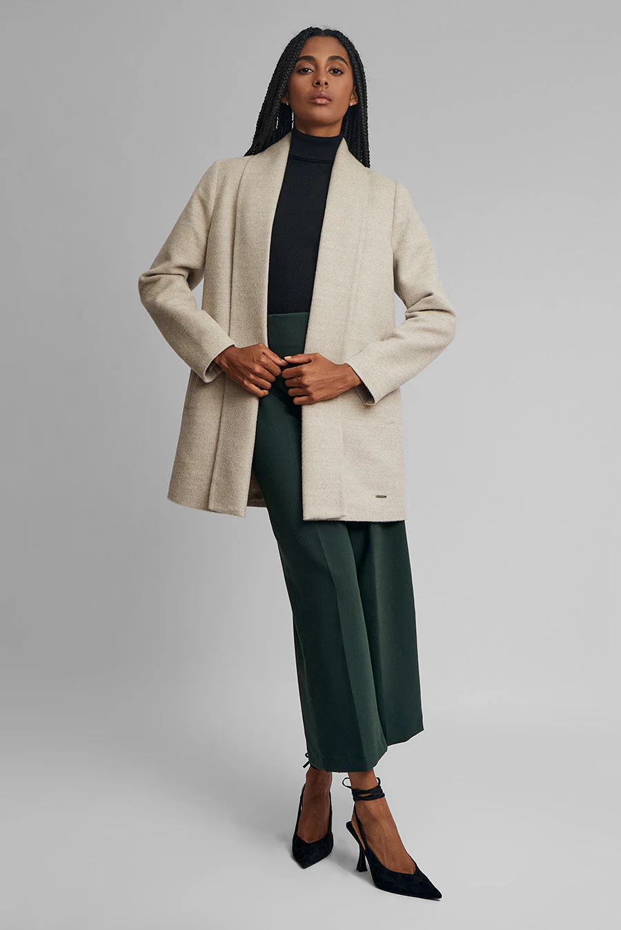 Short Swing Coat Baby Alpaca Color Sabbia - Image 4