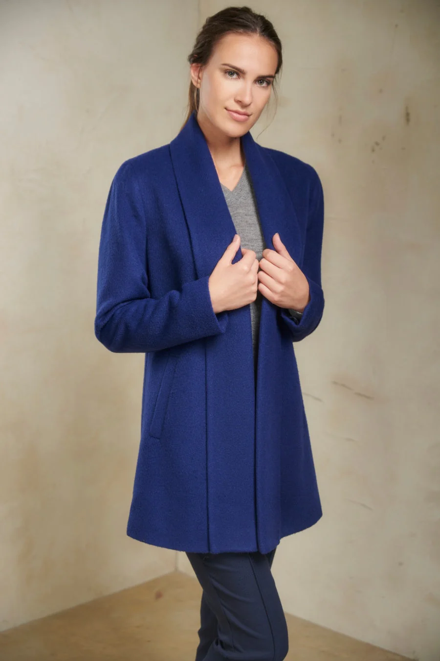 Short Swing Coat Baby Alpaca Color Tarde