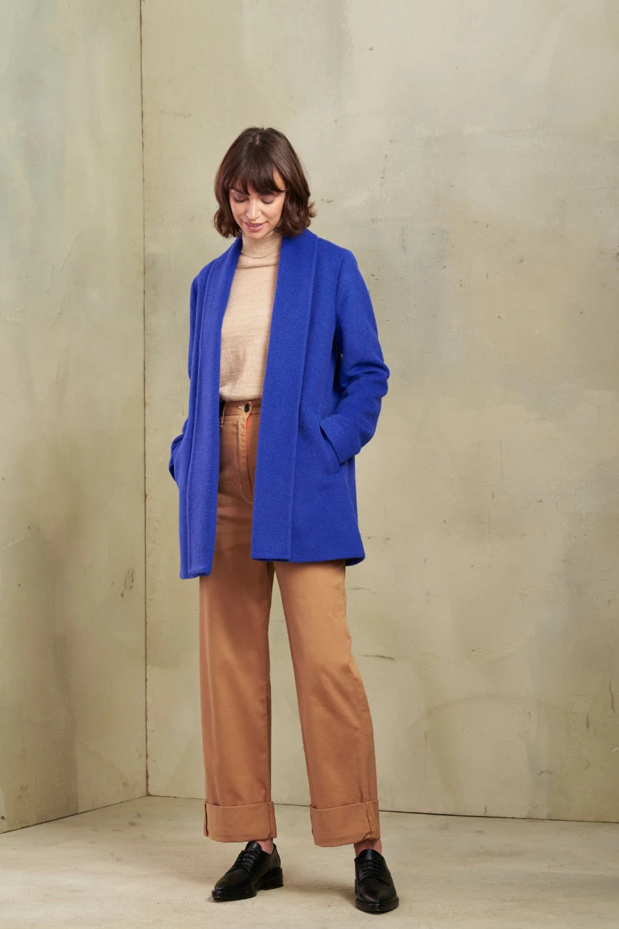 Short Swing Coat Baby Alpaca Color Ultramar