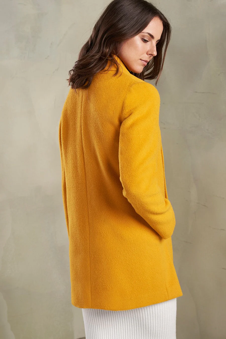 Short Swing Coat Baby Alpaca Color Yellow - Image 2