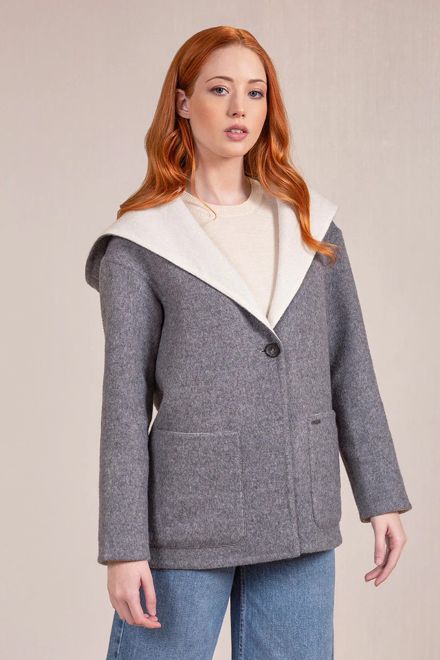 Vancouver Coat Baby Alpaca Color Bentley&Ecru