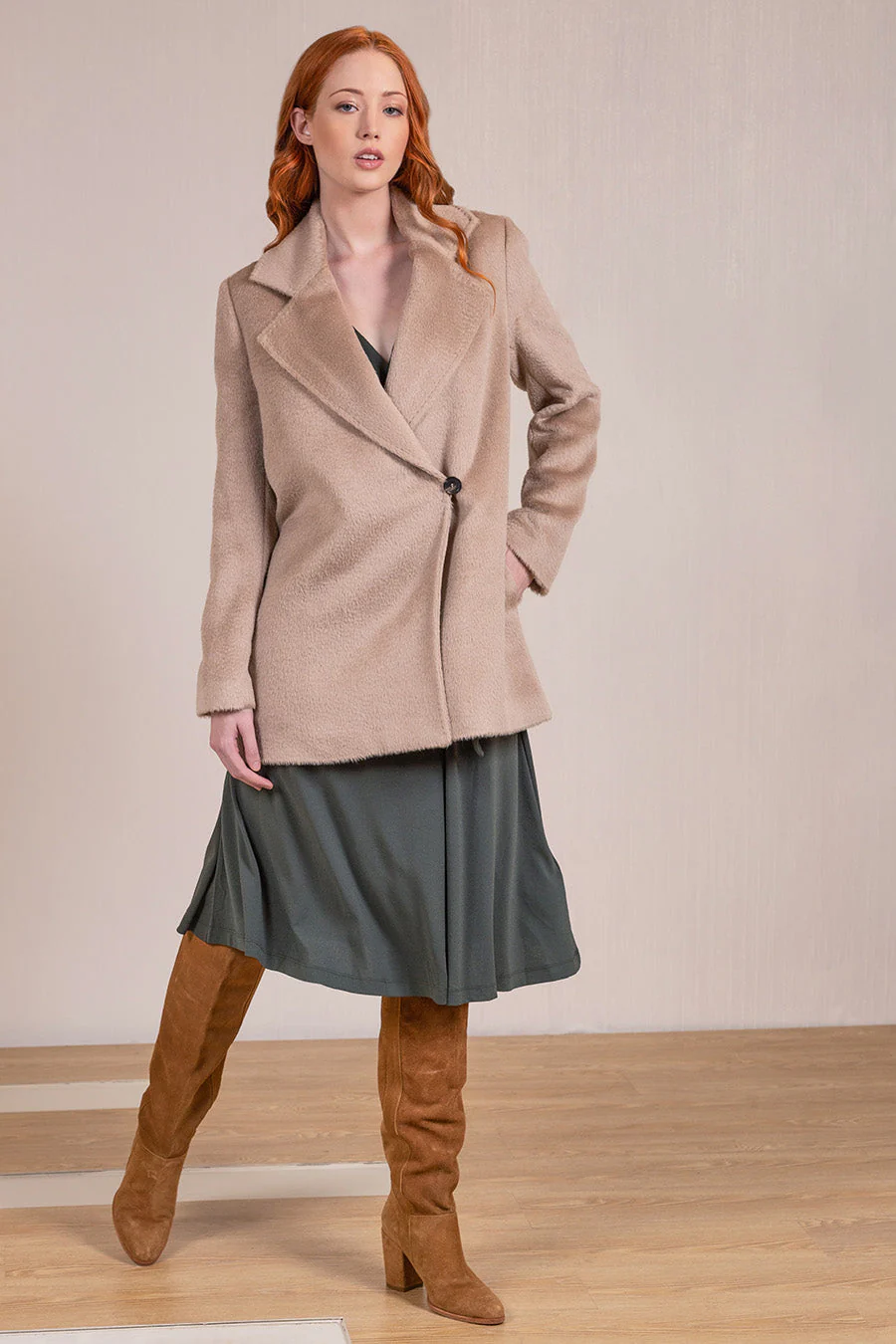 Vane Coat Baby Alpaca Suri Color Beige - Image 3