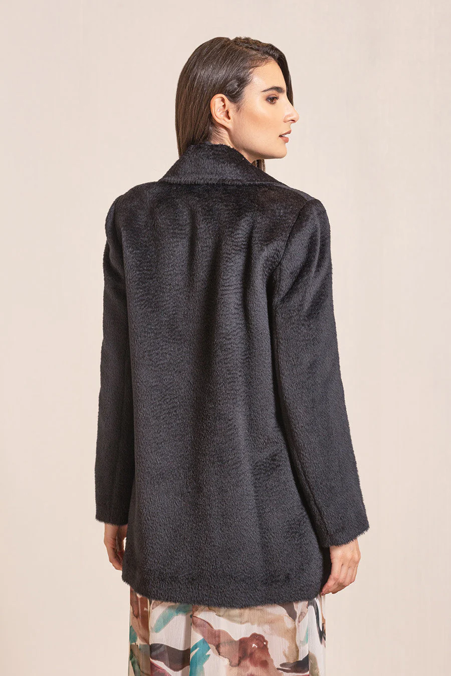 Vane Coat Baby Alpaca Suri Color Black - Image 2
