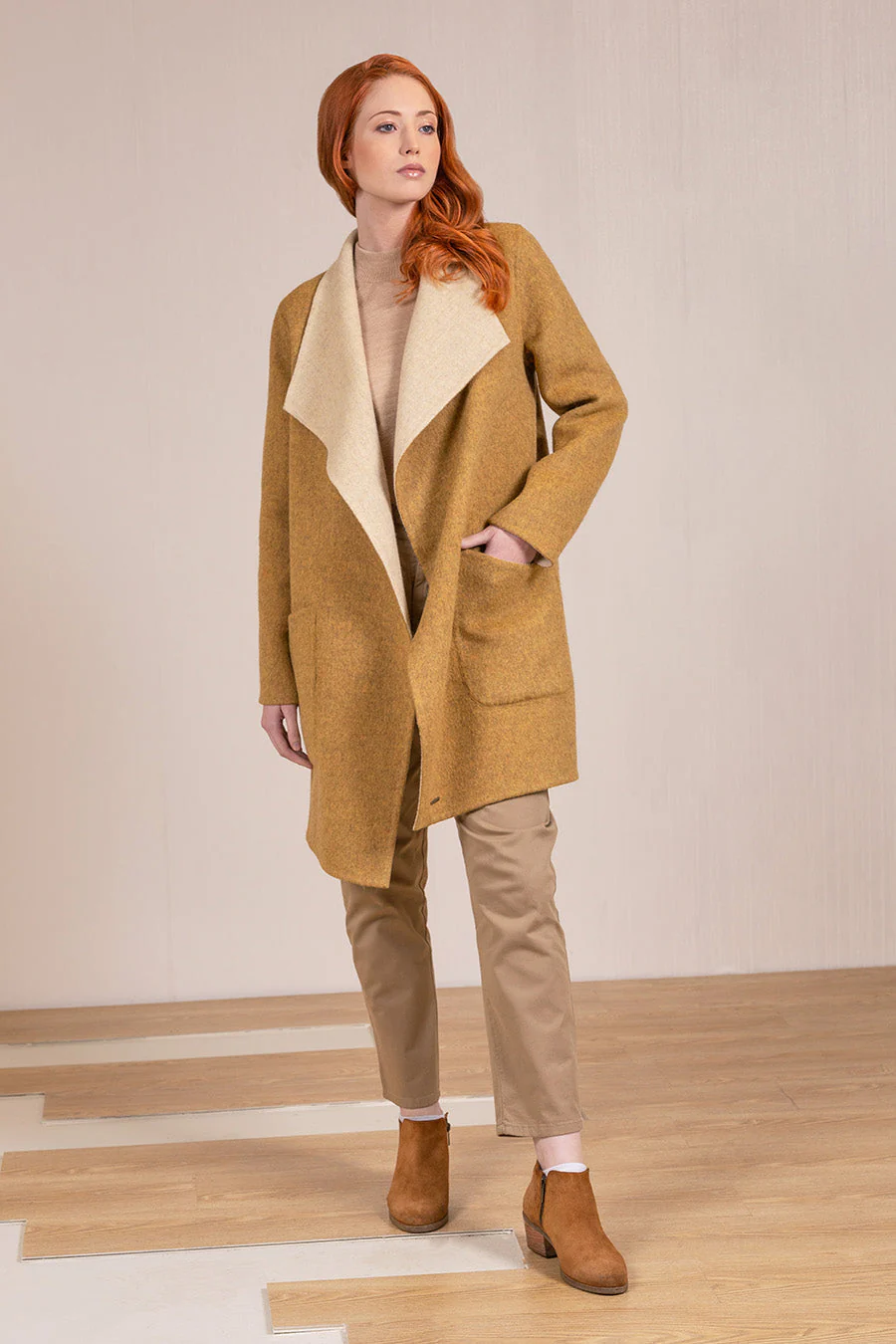 Vanucci Coat Baby Alpaca Color Curry&Cream - Image 3