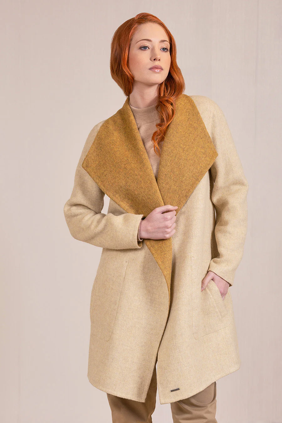 Vanucci Coat Baby Alpaca Color Curry&Cream - Image 5