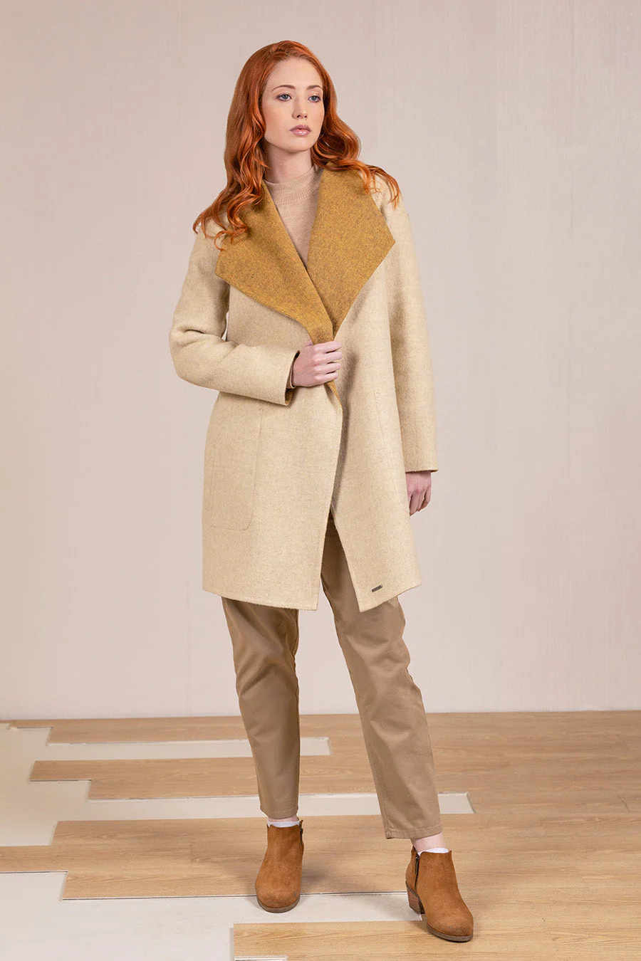 Vanucci Coat Baby Alpaca Color Curry&Cream - Image 7