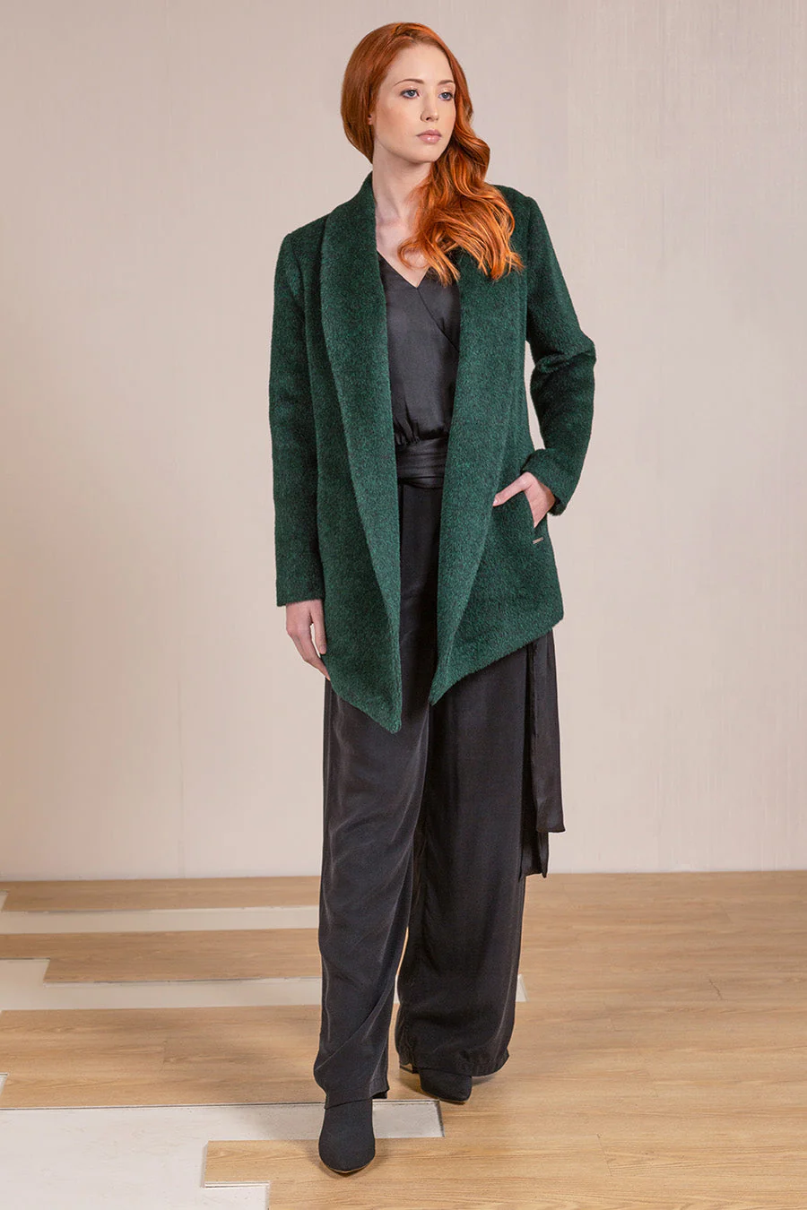Voila Coat Alpaca Suri Color Spruce - Image 3