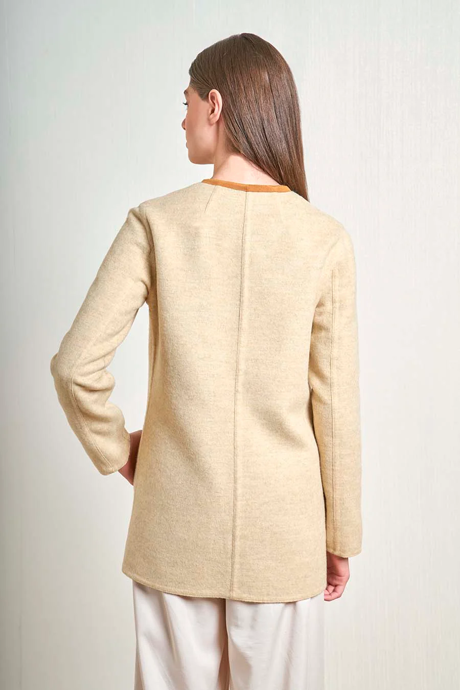Volvera Coat Baby Alpaca & Wool Color Curry&Cream - Image 6