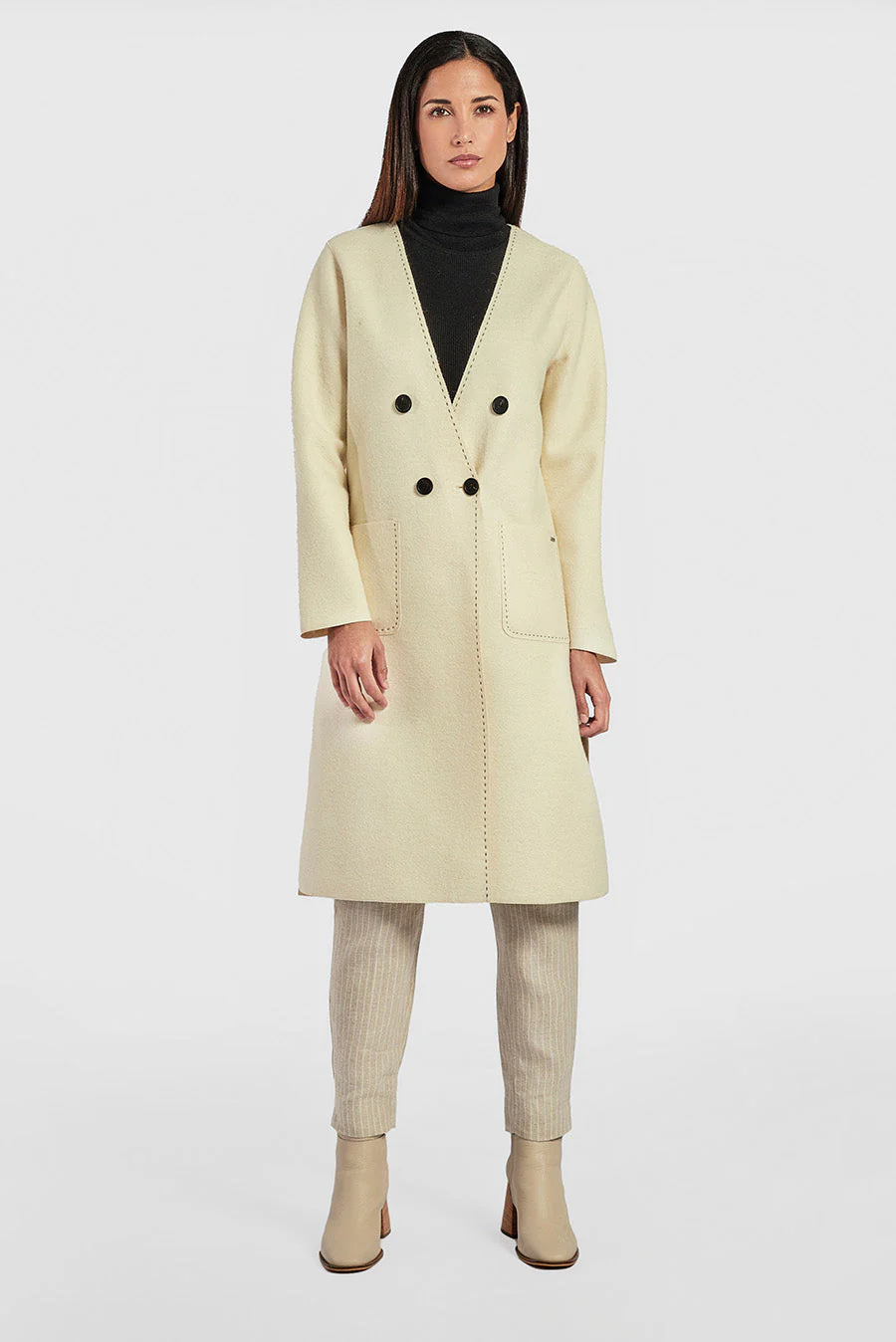 Warsaw Coat Alpaca & Wool Color Ecru - Image 4