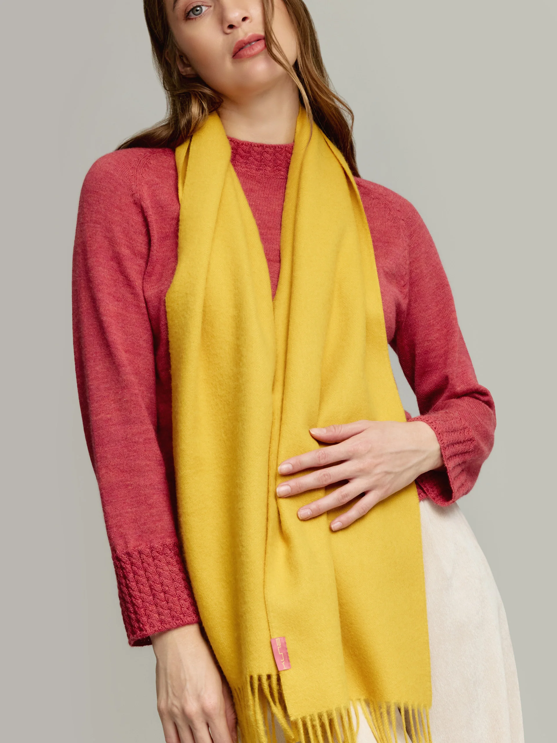 Adrian Scarf Baby Alpaca Color Yellow - Image 3