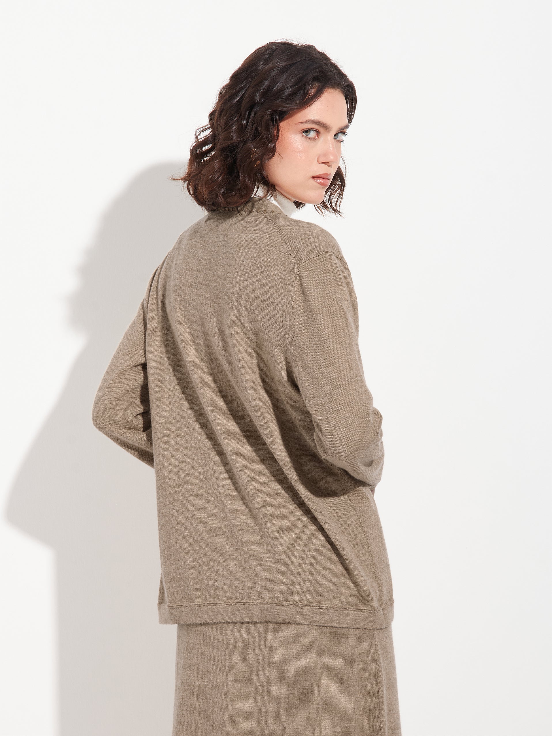 Brenda Card Cardigan Baby Alpaca Color Brown - Image 3