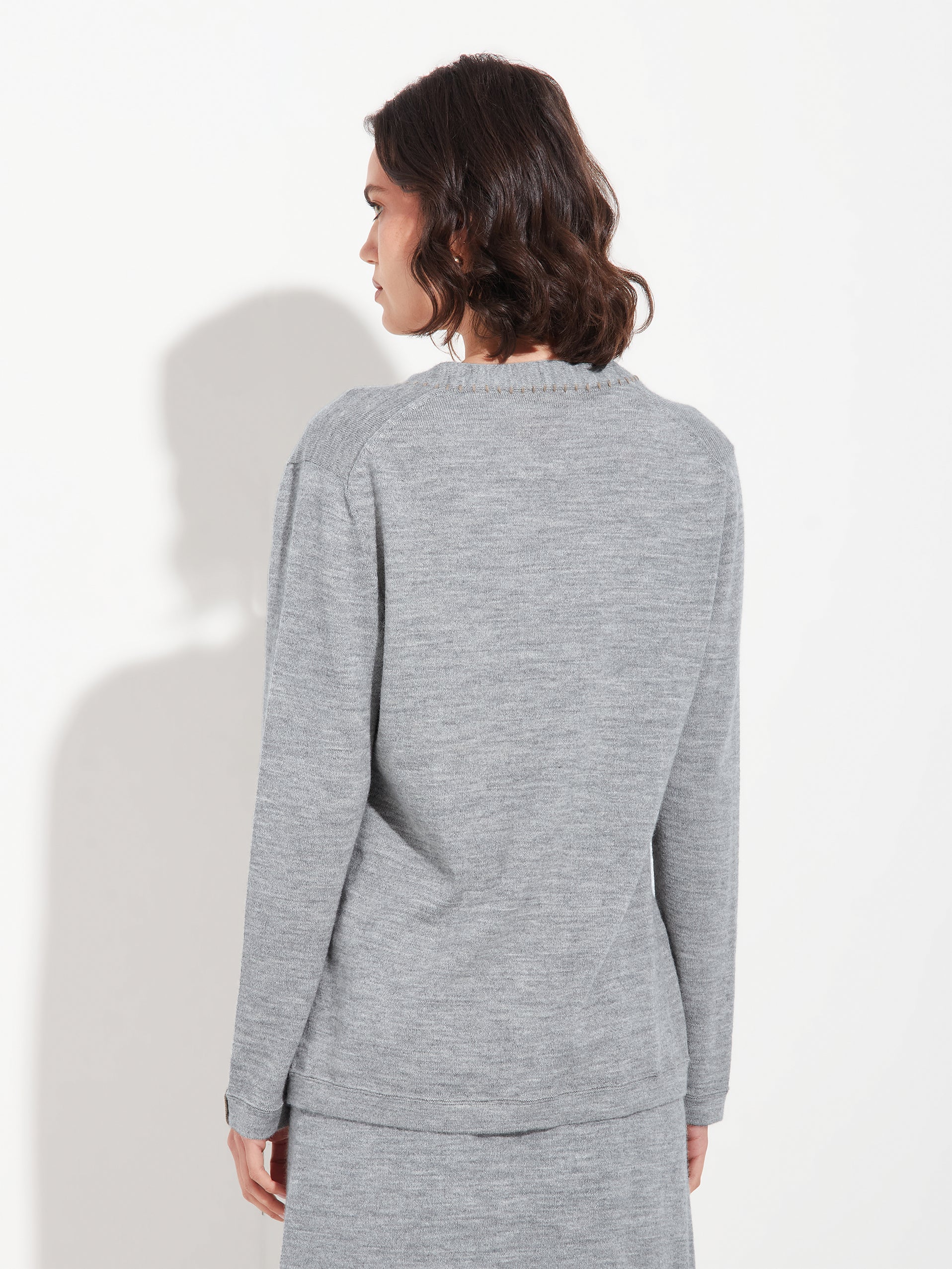 Brenda Card Cardigan Baby Alpaca Color Grey - Image 3