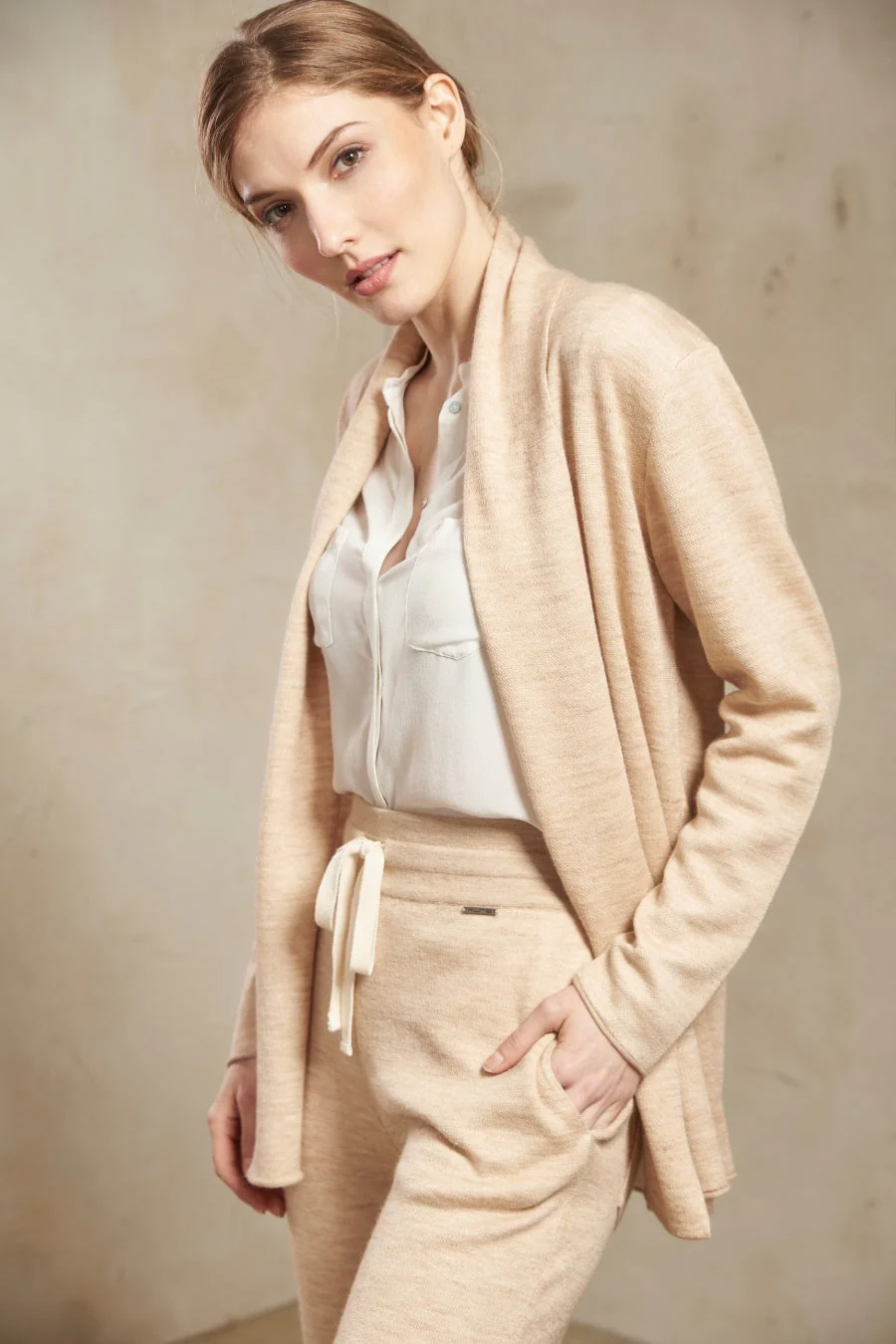 Ramblas Cardigan Cotton & Baby Alpaca Color Beige - Image 2