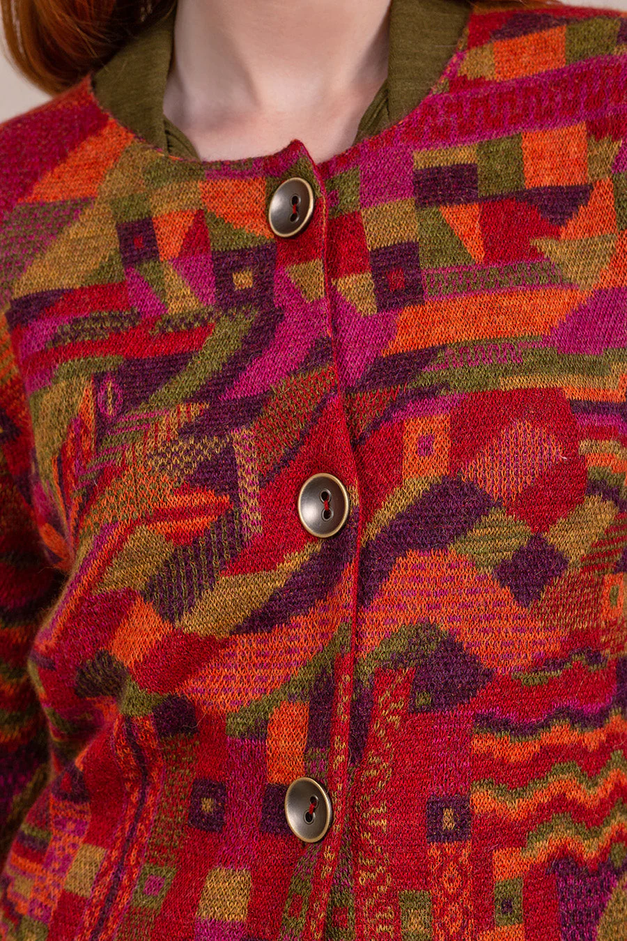 Vesubio Cardigan Baby Alpaca Color Rosso - Image 4