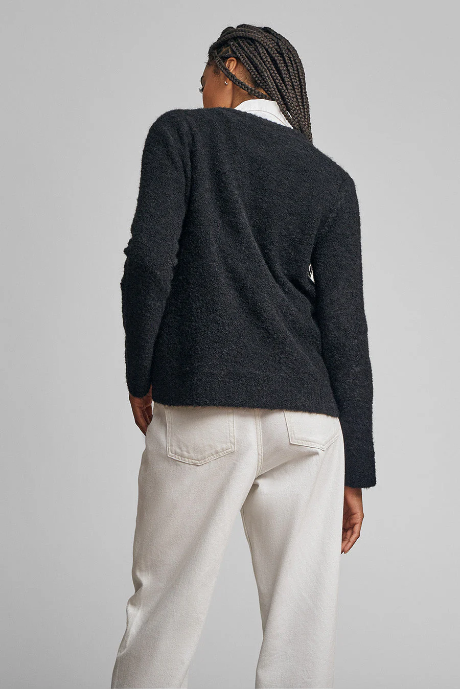 White Cardigan Alpaca Color Black - Image 3