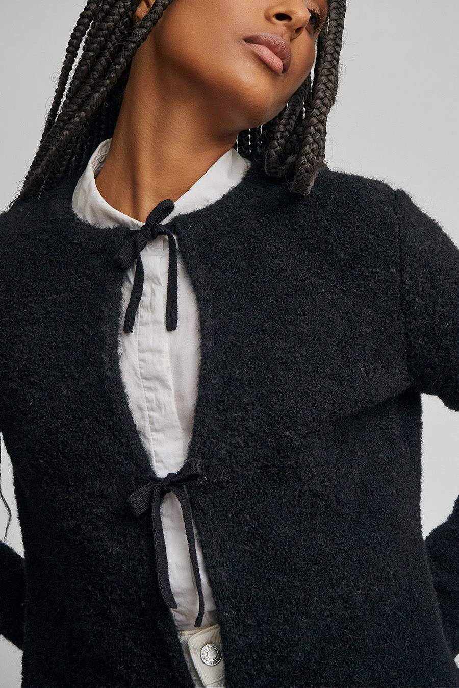 White Cardigan Alpaca Color Black - Image 5