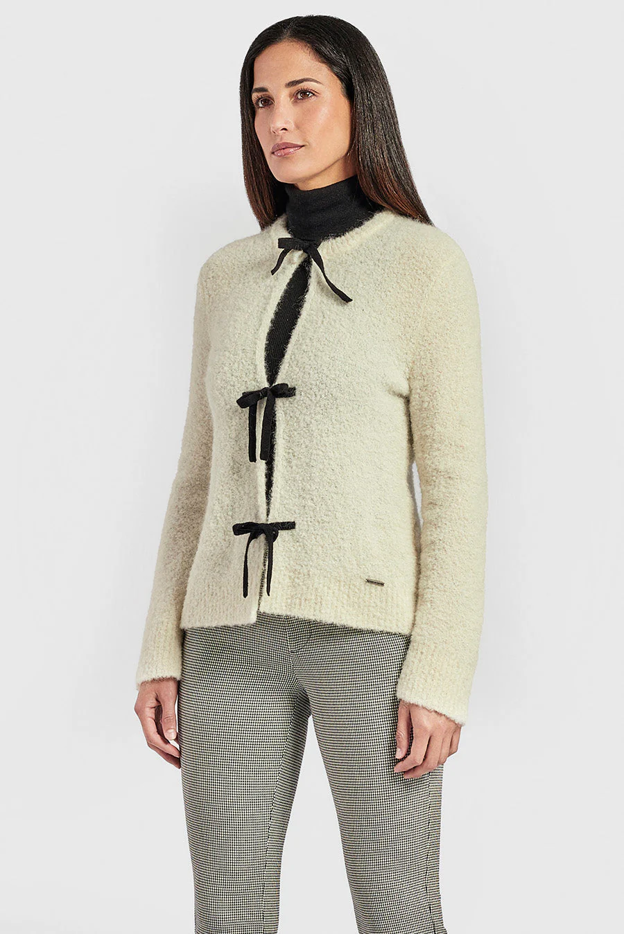White Cardigan Alpaca Color Ecru - Image 2