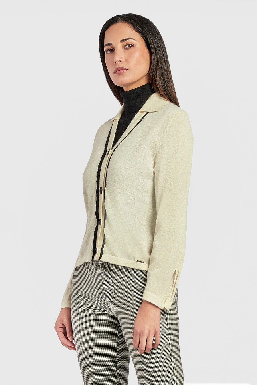 Work Cardigan Baby Alpaca Color B&W - Image 2