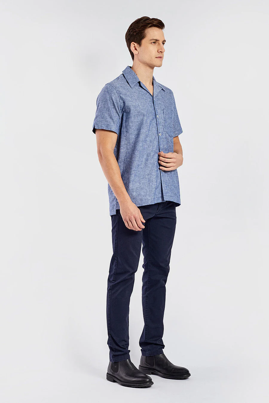 Vasco Shirt Cotton & Linen Color Denim - Image 4