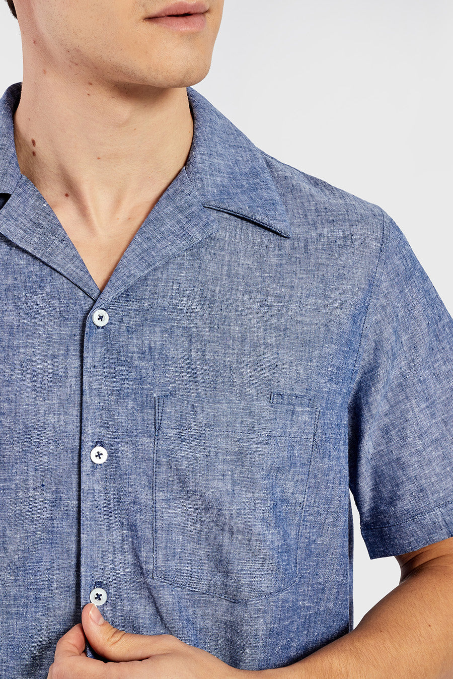 Vasco Shirt Cotton & Linen Color Denim - Image 5