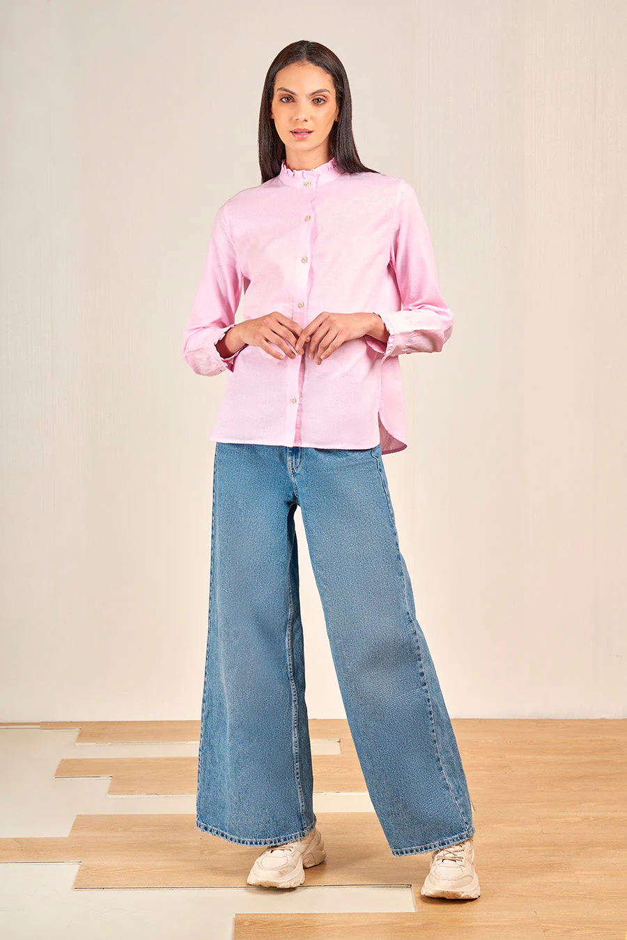 Velero Shirt Linen & Cotton Color Pink - Image 3