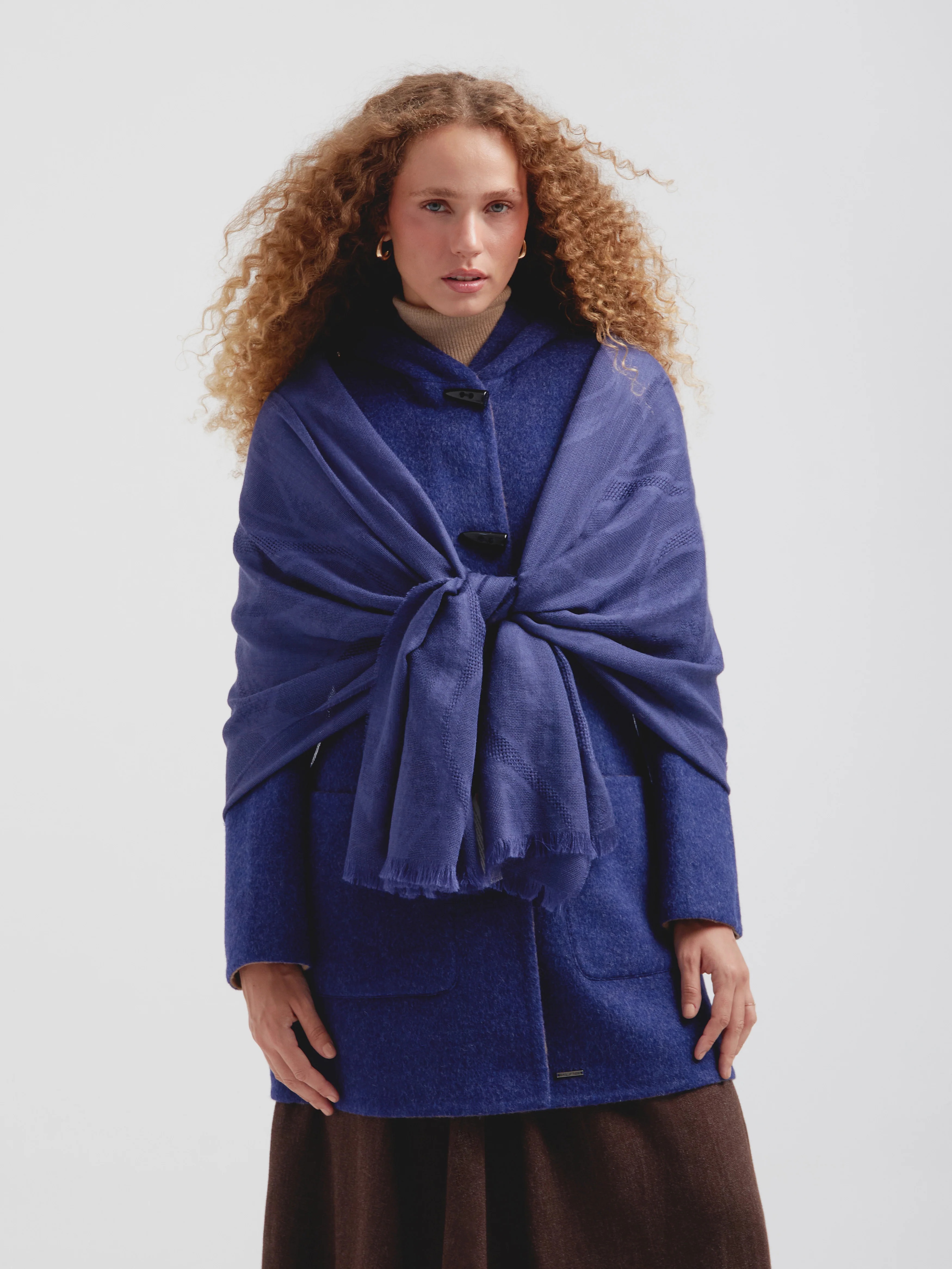Canvas Shawl Baby Alpaca Color Blue