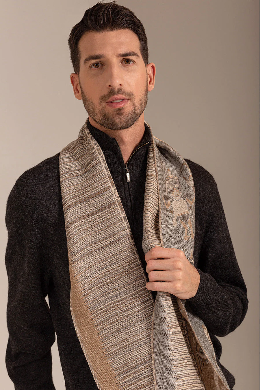Nazca - 15 Scarf Baby Alpaca Color Grey - Image 5