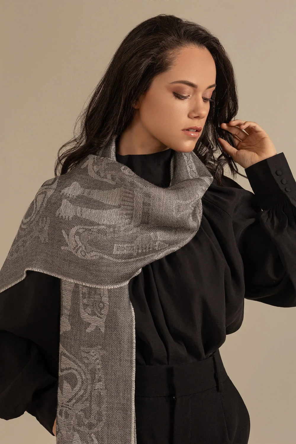 Nazca - 38 Scarf Baby Alpaca Color Grey Oscuro - Image 5