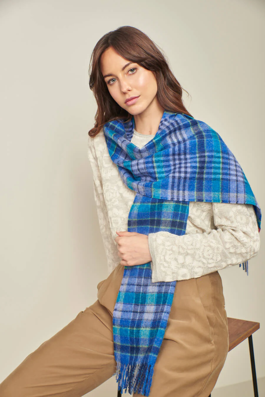 Sari Scarf Baby Alpaca Color Blue