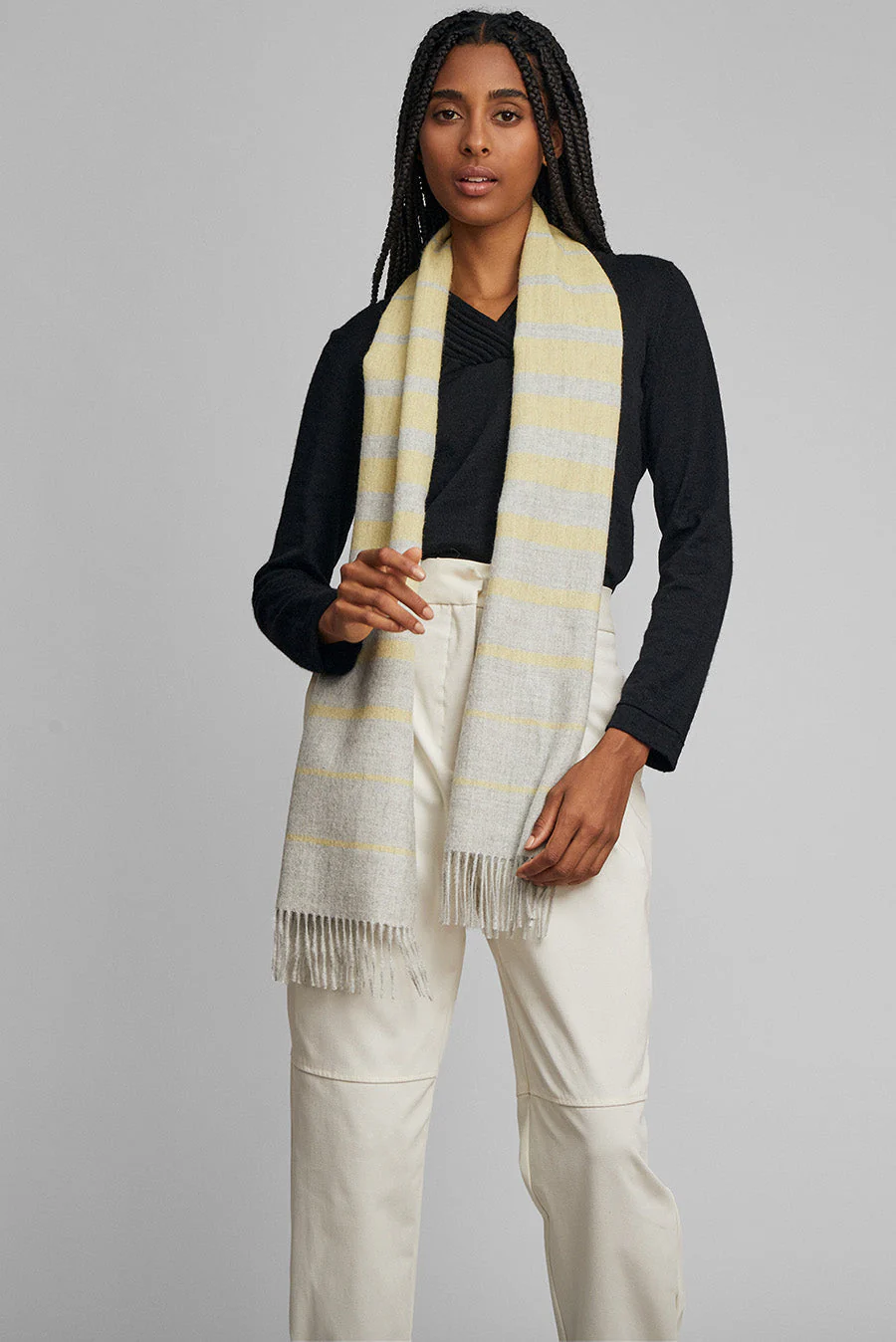 Tadeo Scarf Baby Alpaca Color Grey Claro&Amarillo