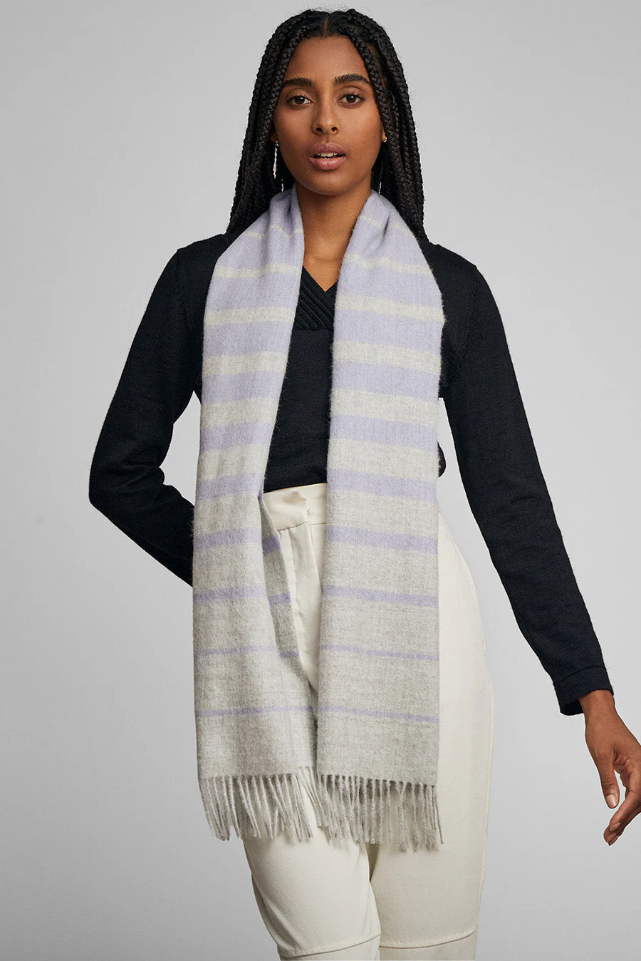 Tadeo Scarf Baby Alpaca Color Grey Claro&Lila