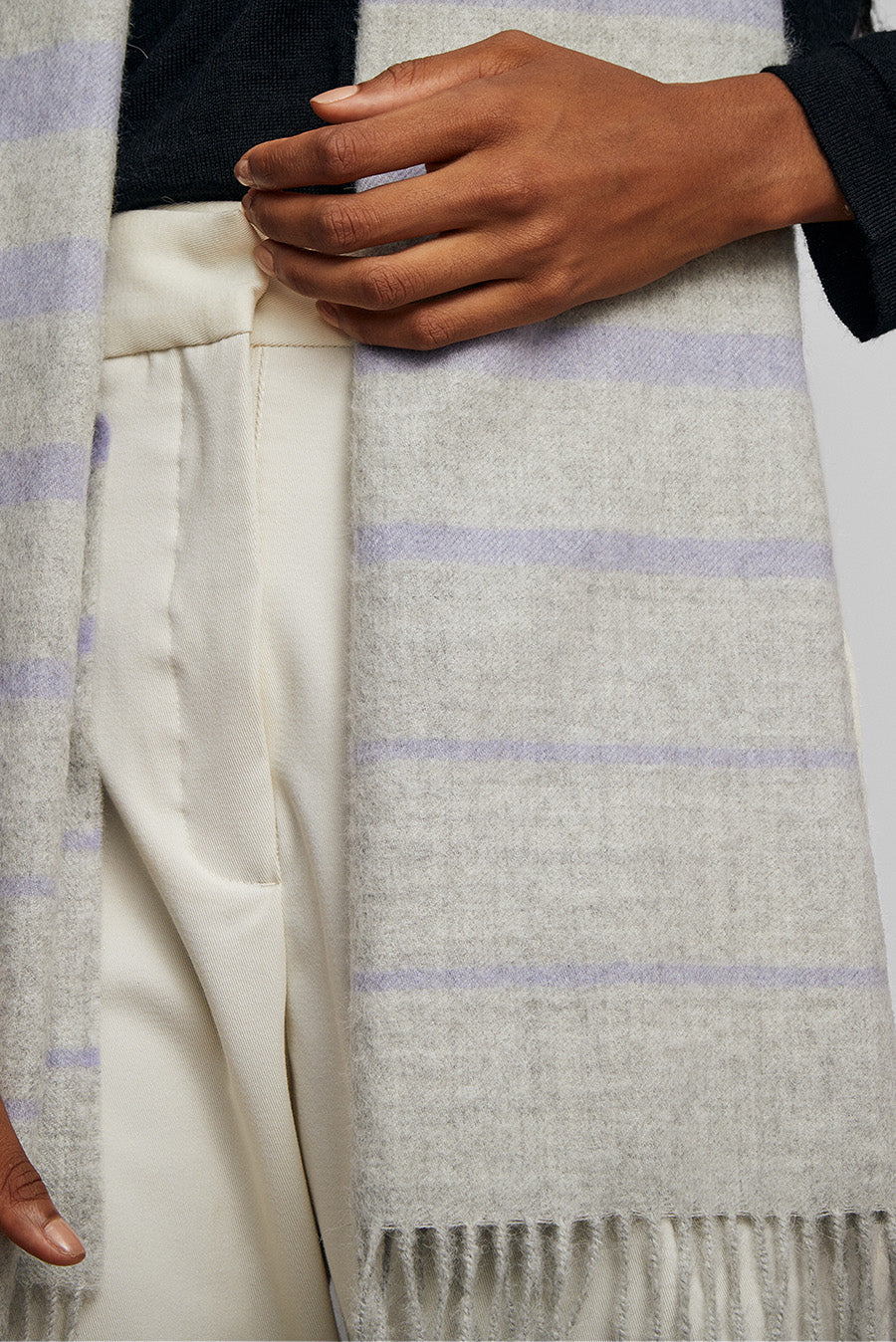 Tadeo Scarf Baby Alpaca Color Grey Claro&Lila - Image 2