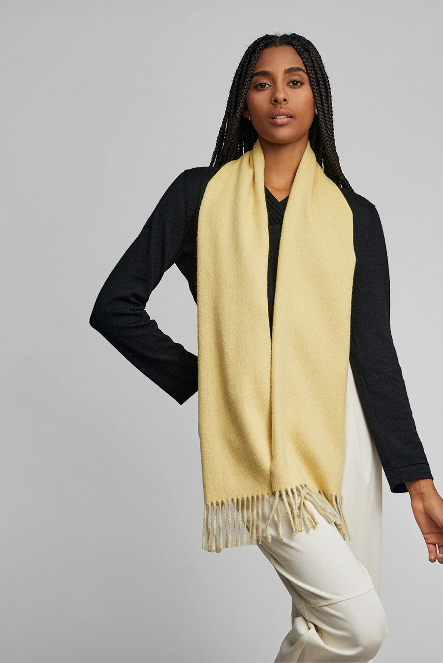 Tundra Scarf Baby Alpaca Color Amarillo&Grey Claro