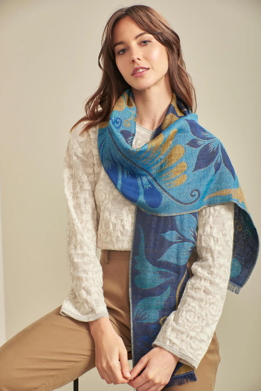 Untango Scarf Baby Alpaca Color Blue