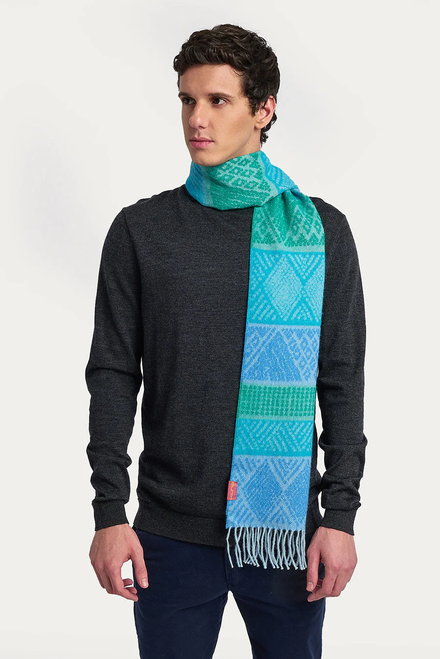 Walid Scarf Baby Alpaca Color Blue & Verde - Image 4