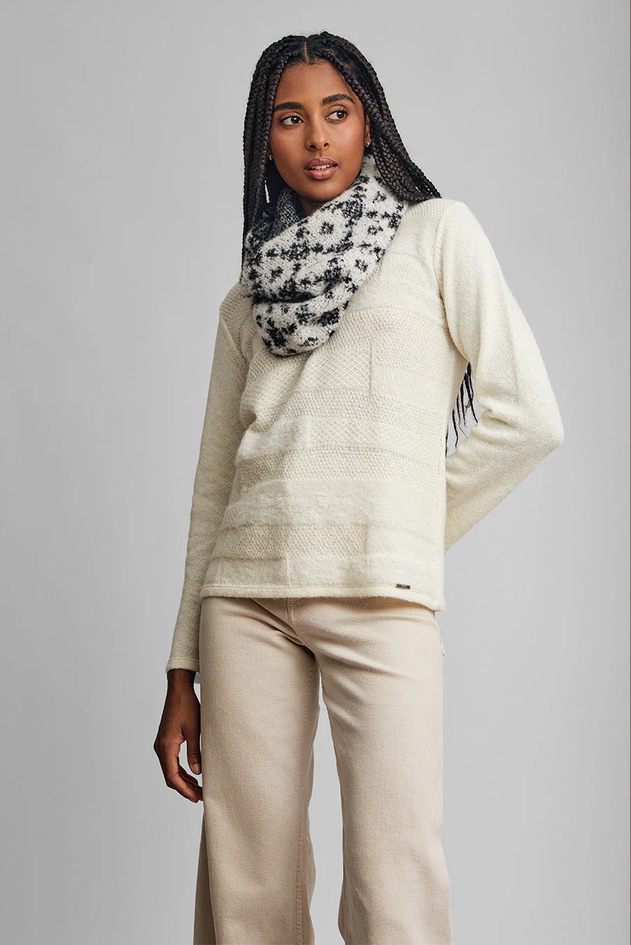 Warmi Neck Scarf Alpaca Color B&W