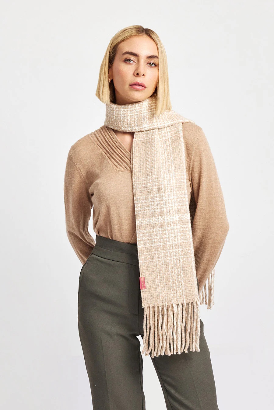 Weed Scarf Baby Alpaca Color Beige