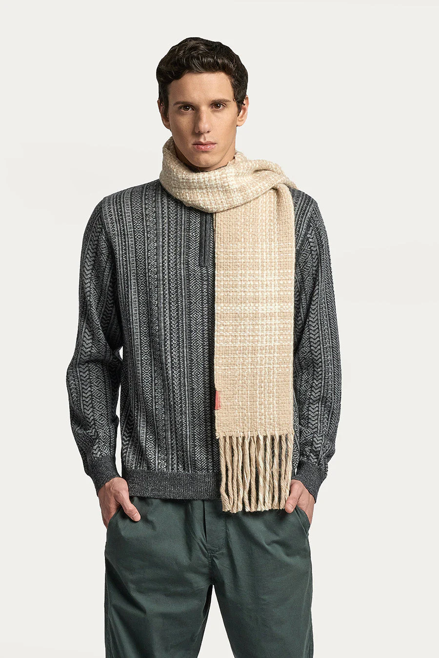 Weed Scarf Baby Alpaca Color Beige - Image 4