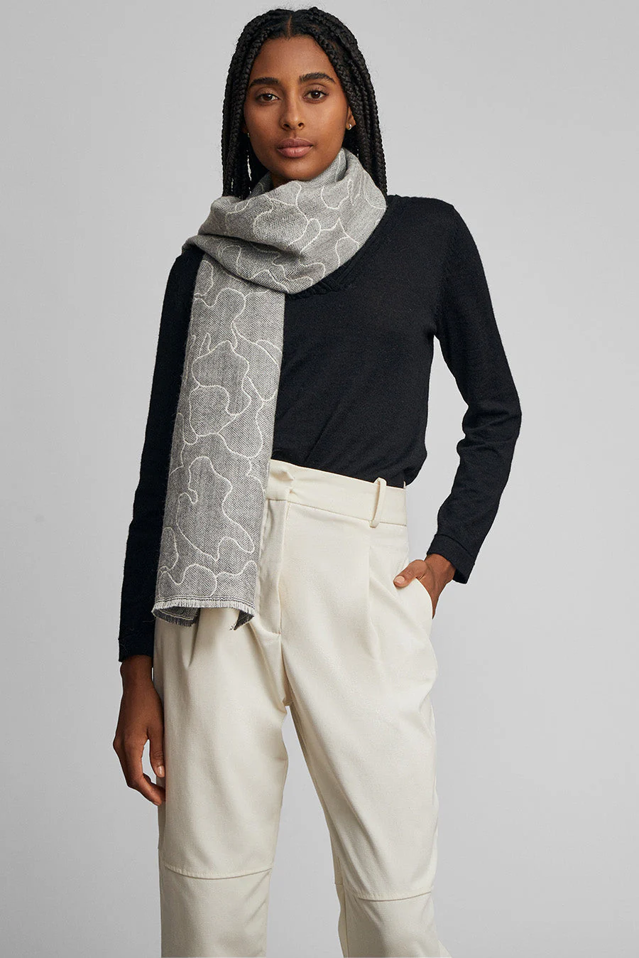 Weibo Scarf Baby Alpaca Color Grey