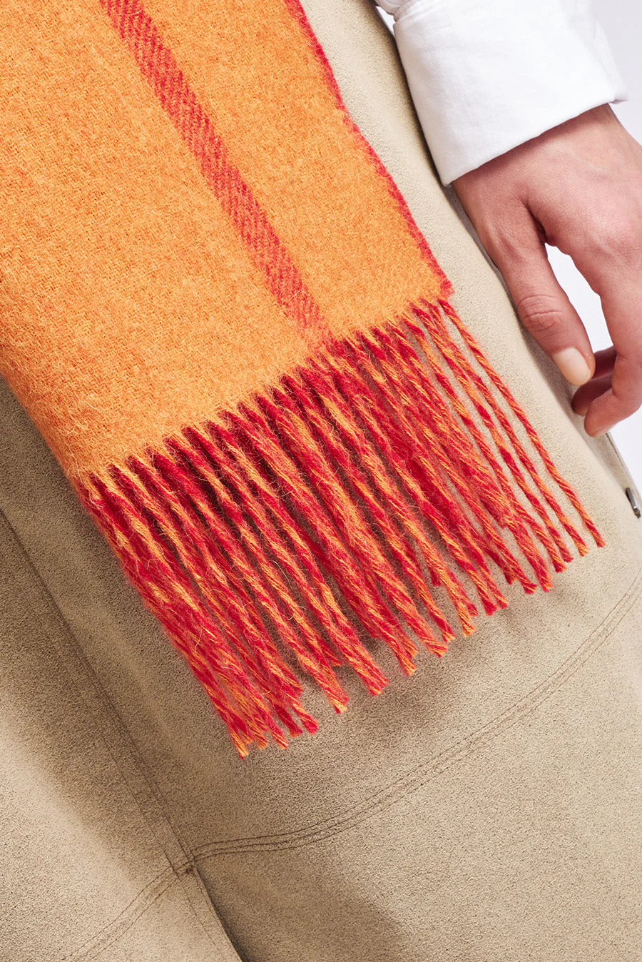 Weinstein Scarf Baby Alpaca Color Red & Melon - Image 12