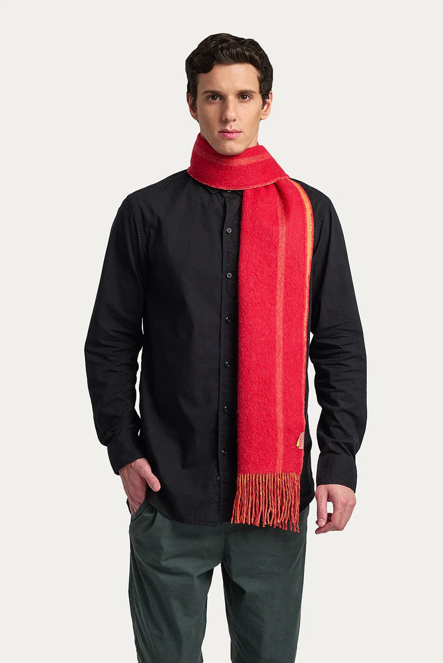 Weinstein Scarf Baby Alpaca Color Red & Melon - Image 7