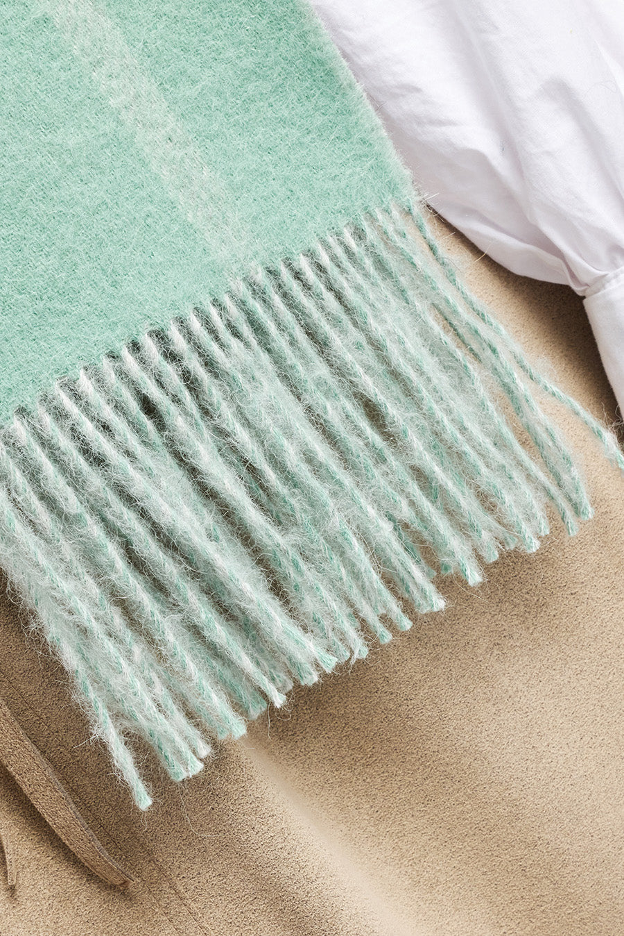 Weinstein Scarf Baby Alpaca Color Verde Agua & Grey Claro - Image 6
