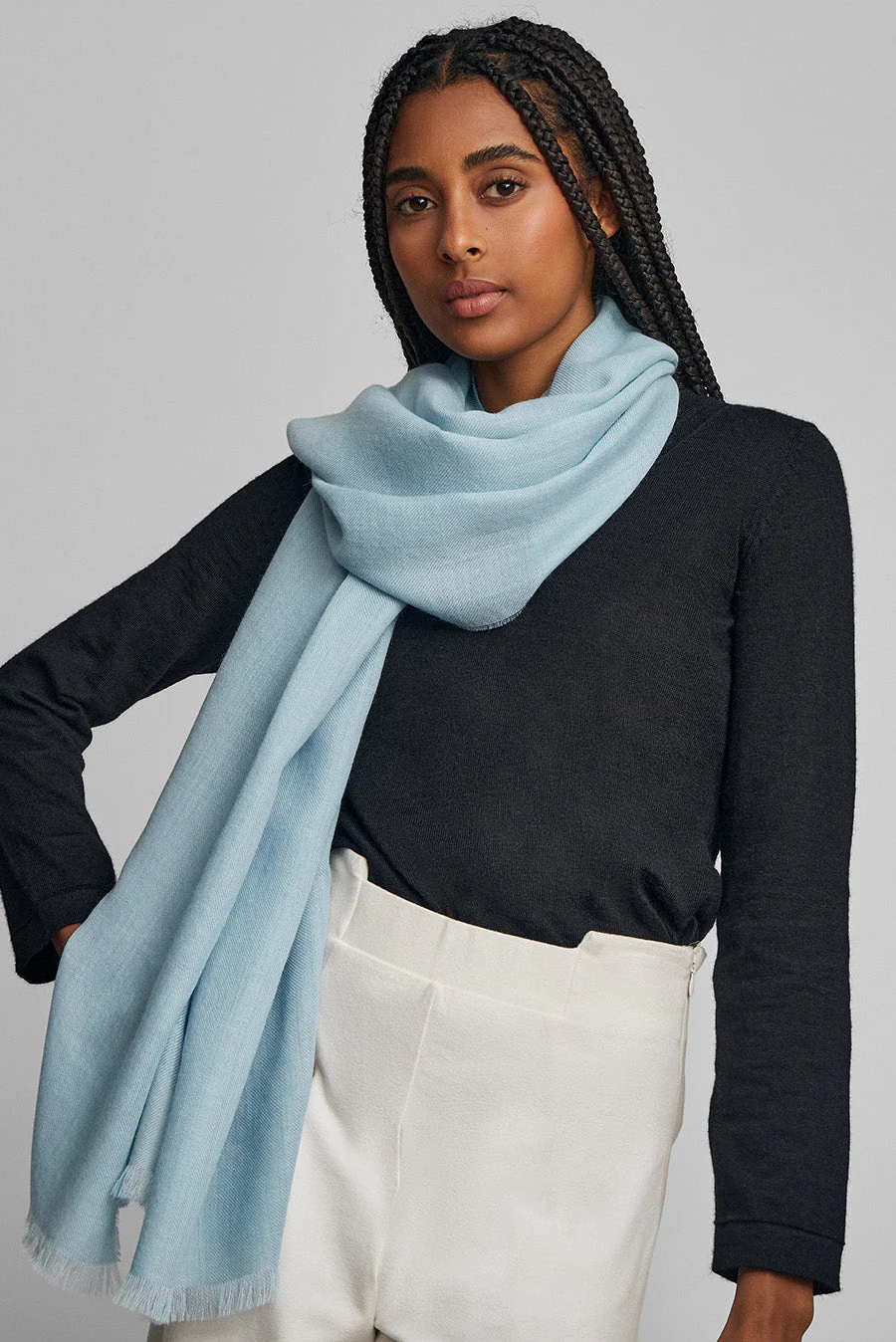 Amareto Shawl Baby Alpaca Color Baby Blue