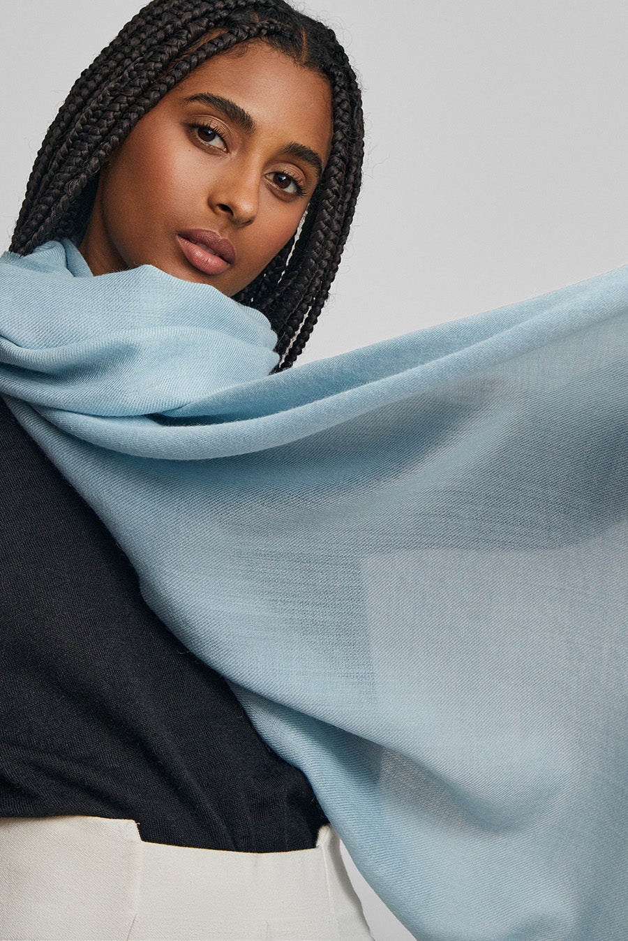 Amareto Shawl Baby Alpaca Color Baby Blue - Image 3